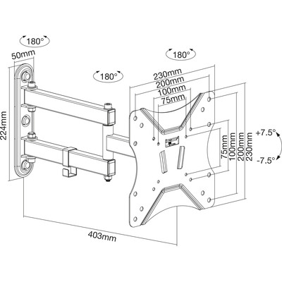 InLine® Basic Wandhalterung, für Flach-TV 58-107cm (23-42), <40cm Wandabstand
