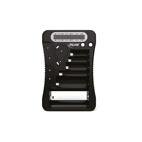 InLine® Batterietester, LCD-Anzeige, universell für AA, AAA, 9V, Knopfzellen