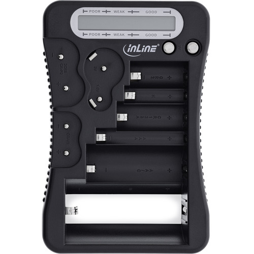 InLine® Batterietester, LCD-Anzeige, universell für AA, AAA, 9V, Knopfzellen