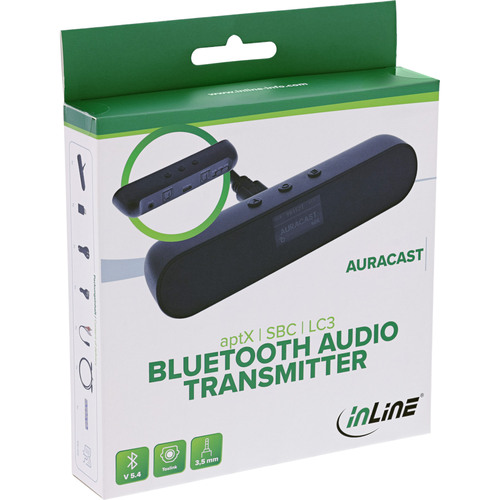 InLine® Bluetooth Audio Transmitter, Display, Sender, BT5.4, Klinke + Toslink