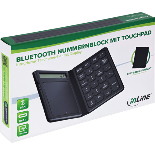 InLine® Bluetooth Nummernblock mit Touchpad, Display, faltbar, schwarz