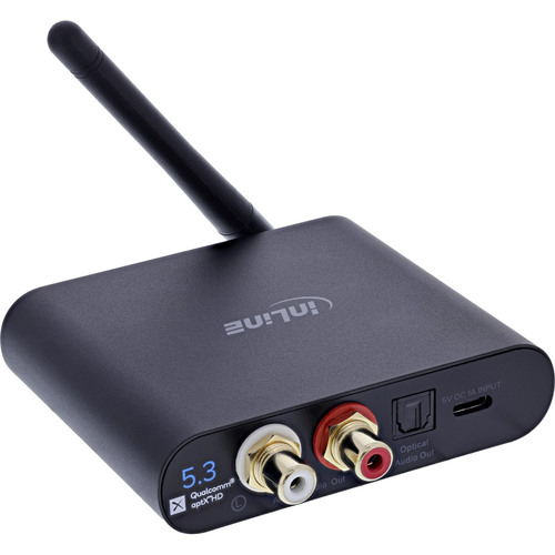 InLine® Bluetooth True Hi-Fi Audio Receiver, DAC, BT5.3, aptX HD, Cinch+Toslink