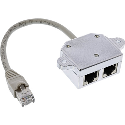 InLine® Cat.5e / ISDN T-Adapter (Port-Doppler) RJ45 Stecker an 2x RJ45 Buchse, 0,15m