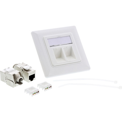 InLine® Cat.6A Anschlussdose, Unterputz, 2x Keystone RJ45 Buchse, weiß RAL9010 InLine® Cat.6A Anschlussdose, Unterputz, 2x Keystone RJ45 Buchse, weiß RAL9010