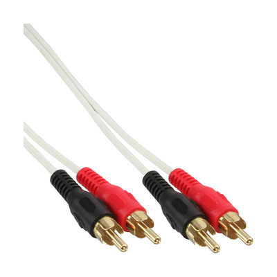 InLine Cinch Kabel, 2x Cinch, Stecker / Stecker, weiß / gold, 0,5m (Produktbild 1)