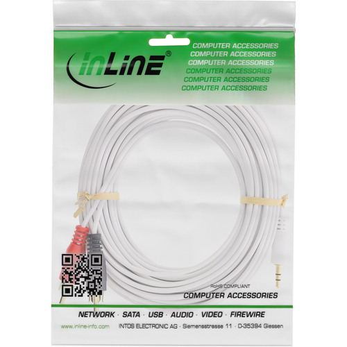 InLine® Cinch/Klinke Kabel, 2x Cinch Stecker an 3,5mm Klinke Stecker, 2m