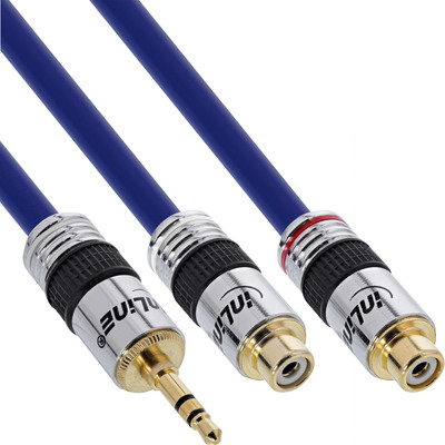 InLine Cinch/Klinke Kabel, PREMIUM, 2x Cinch Buchse an 3,5mm Klinke Stecker, 0,25m
