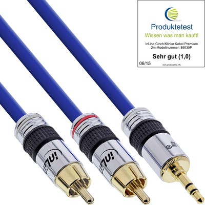 InLine® Cinch/Klinke Kabel, PREMIUM, 2x Cinch Stecker an 3,5mm Klinke, 5m (Produktbild 1)