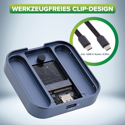 InLine® Clip Case - Magnetisches USB-C Gehäuse für SATA III & NVMe M.2 2230 SSDs