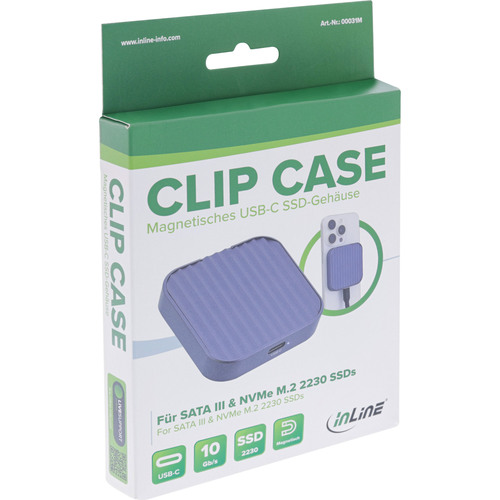 InLine® Clip Case - Magnetisches USB-C Gehäuse für SATA III & NVMe M.2 2230 SSDs