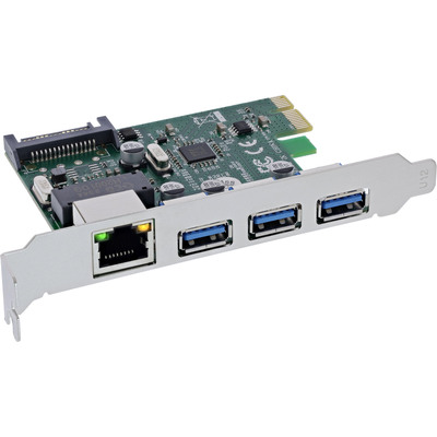 InLine® Combokarte Gigabit Netzwerk und USB 3.2 Gen.1, 1x RJ45, 3x USB-A (Produktbild 1)