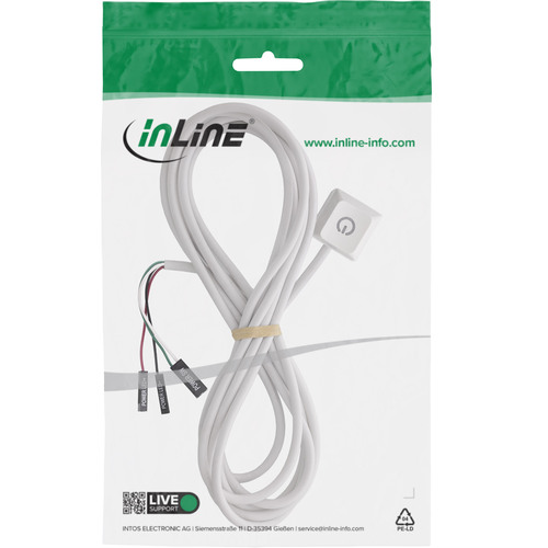 InLine® Computer Power-Switch Remote Kabel, weiß, 2 m