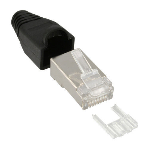 InLine® Crimpstecker RJ45 geschirmt, Knickschutz schwarz, 100er Pack Bauteile / Konfektion