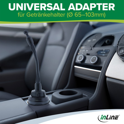 InLine® Cupholder-Fuß, Getränkehalter-Adapter für KFZ-Halterung, flexibel
