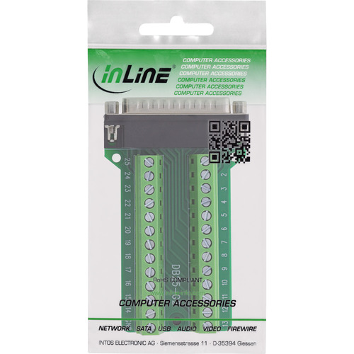 InLine® D-Sub 25 Terminalblock, Stecker, 2-reihig, Schraubklemme