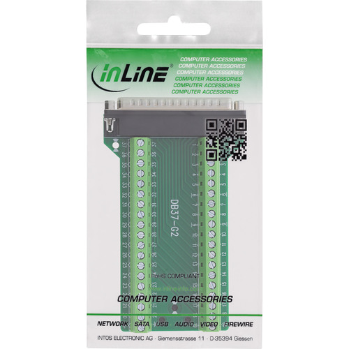InLine® D-Sub 37 Terminalblock, Stecker, 2-reihig, Schraubklemme, seitlich