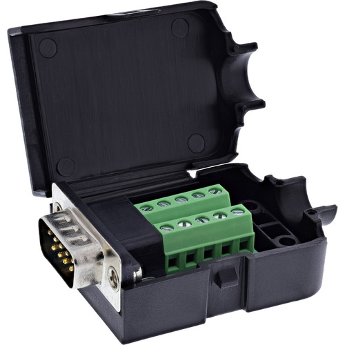 InLine® D-Sub 9 Breakout-Terminalblock, Stecker, Schraubklemme, Rändelschraube