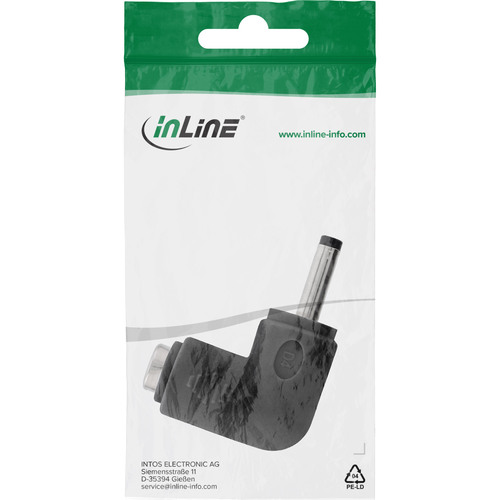 InLine® DC Adapter, 3,5 x 1,35 mm, Stecker/Buchse, gewinkelt, schwarz
