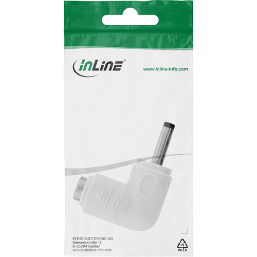 InLine® DC Adapter, 3,5 x 1,35 mm, Stecker/Buchse, gewinkelt, weiß