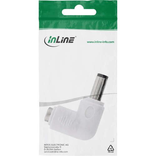 InLine® DC Adapter, 5,5 x 2,1 mm, Stecker/Buchse, gewinkelt, weiß