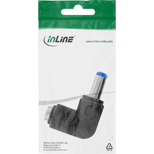 InLine® DC Adapter, 5,5 x 2,1mm DC Hohlstecker Stecker/Buchse gewinkelt, schwarz