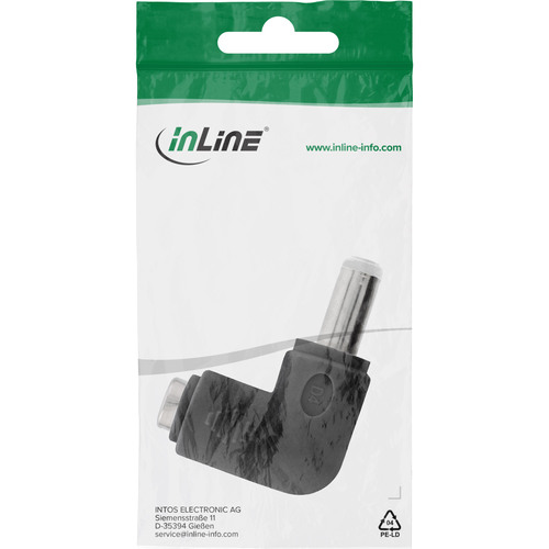 InLine® DC Adapter, 5,5 x 2,5mm DC Hohlstecker Stecker/Buchse gewinkelt schwarz