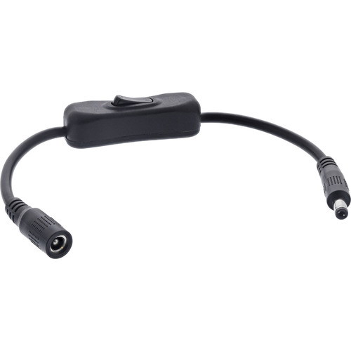 InLine® DC Kabel mit Schalter, 5,5 x 2,5 mm, AWG 18, schwarz, 0,20 m Stromkabel extern