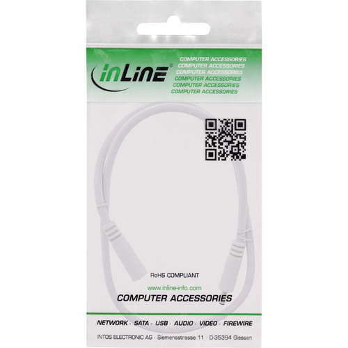 InLine® DC Verlängerungskabel, 3,5 x 1,35 mm, AWG 18, weiß, 2 m