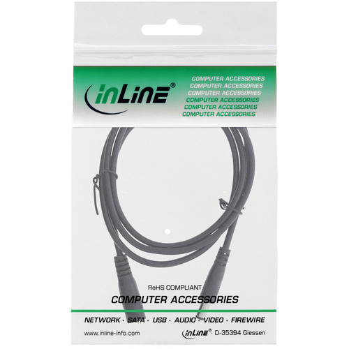 InLine® DC Verlängerungskabel, 5,5 x 2,1 mm, AWG 24, schwarz, 5 m