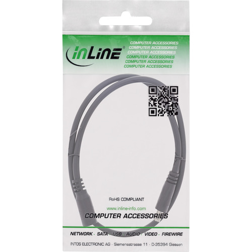 InLine® DC Verlängerungskabel, 5,5 x 2,5 mm, AWG 18, schwarz, 0,5 m