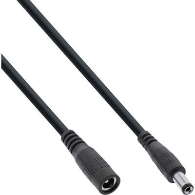 InLine® DC Verlängerungskabel, DC Stecker/Buchse 5,5x2,1mm, AWG 18, schwarz, 1m (Produktbild 1)