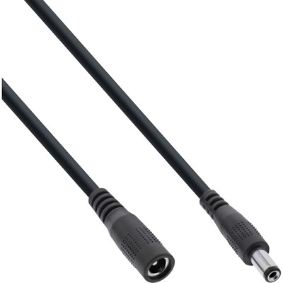 InLine® DC Verlängerungskabel, DC Stecker/Buchse 5,5x2,1mm, AWG 18, schwarz, 2m (Produktbild 1)