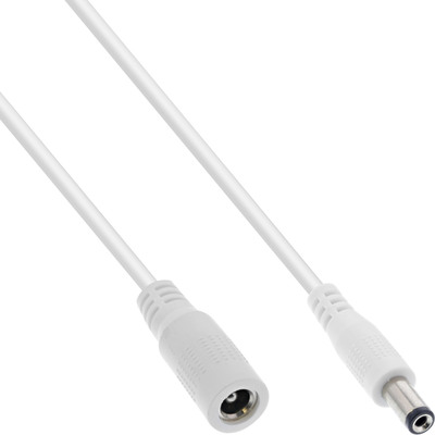 InLine® DC Verlängerungskabel, DC Stecker/Buchse 5,5x2,5mm, AWG 18, weiß, 0,5m (Produktbild 1)