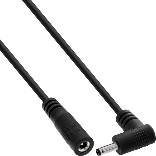 InLine® DC Verlängerungskabel, Winkelstecker, 3,5 x 1,35 mm, schwarz, 0,5 m Stromkabel extern