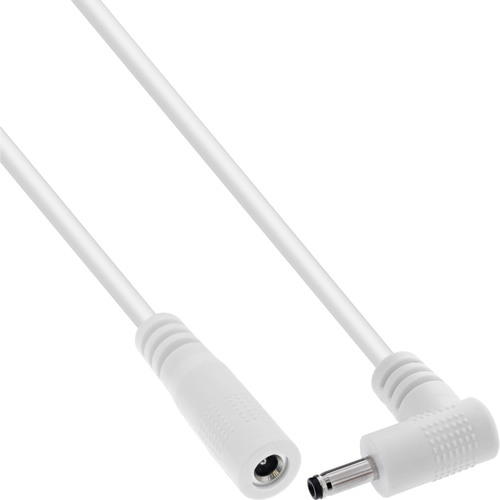InLine® DC Verlängerungskabel, Winkelstecker, 3,5 x 1,35 mm, weiß, 0,5 m Stromkabel extern