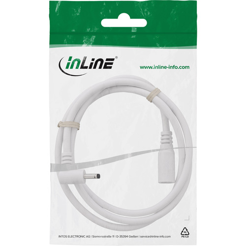 InLine® DC Verlängerungskabel, Winkelstecker, 3,5 x 1,35 mm, weiß, 0,5 m