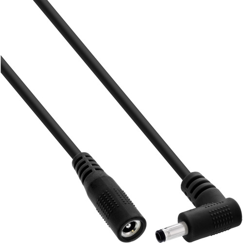 InLine® DC Verlängerungskabel, Winkelstecker, 4,0 x 1,7 mm, schwarz, 0,5 m Stromkabel extern