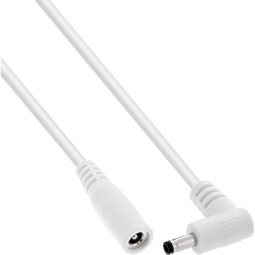 InLine® DC Verlängerungskabel, Winkelstecker, 4,0 x 1,7 mm, weiß, 0,5 m Stromkabel extern