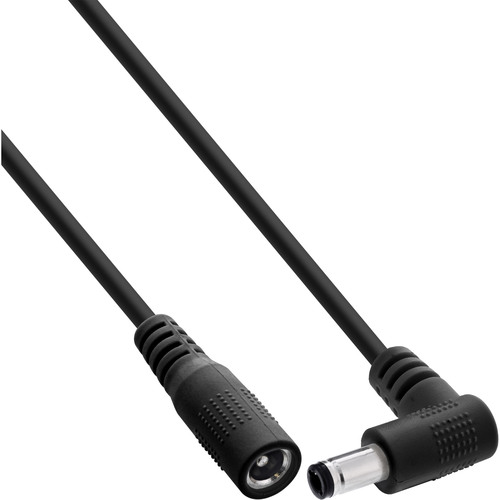 InLine® DC Verlängerungskabel, Winkelstecker, 5,5 x 2,1 mm, schwarz, 2 m Stromkabel extern