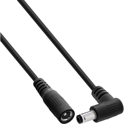 InLine® DC Verlängerungskabel, Winkelstecker, 5,5 x 2,5 mm, schwarz, 0,5 m Stromkabel extern