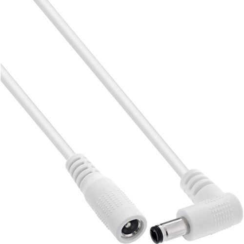InLine® DC Verlängerungskabel, Winkelstecker, 5,5 x 2,5 mm, weiß, 0,5 m Stromkabel extern