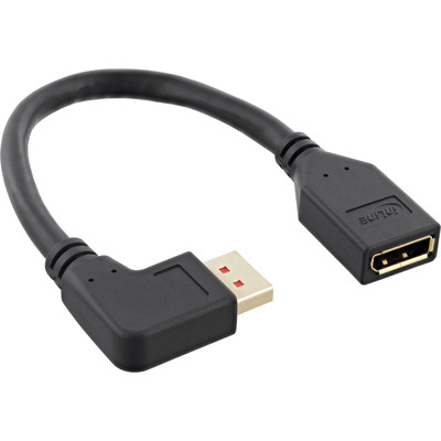InLine DisplayPort 1.4 Adapterkabel ST/BU, 8K4K, links gewinkelt, schwarz/gold, 0,15m