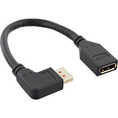 InLine® DisplayPort 1.4 Adapterkabel ST/BU, 8K4K, links gewinkelt, schwarz/gold, 0,15m (Produktbild 1)