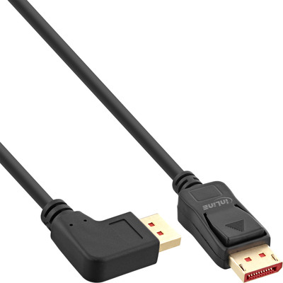 InLine® DisplayPort 1.4 Kabel, 8K4K, links gewinkelt, schwarz/gold, 3m (Produktbild 1)