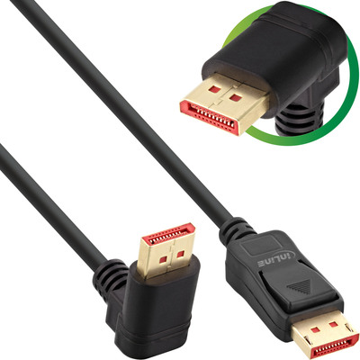 InLine® DisplayPort 1.4 Kabel, 8K4K, nach oben gewinkelt, schwarz/gold, 1m (Produktbild 1)