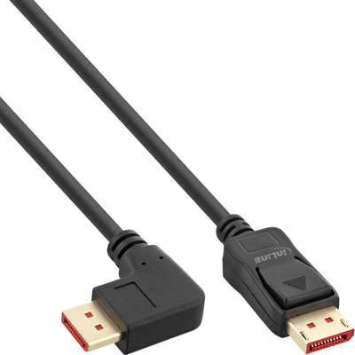 InLine® DisplayPort 1.4 Kabel, 8K4K, rechts gewinkelt, schwarz/gold, 3m (Produktbild 1)