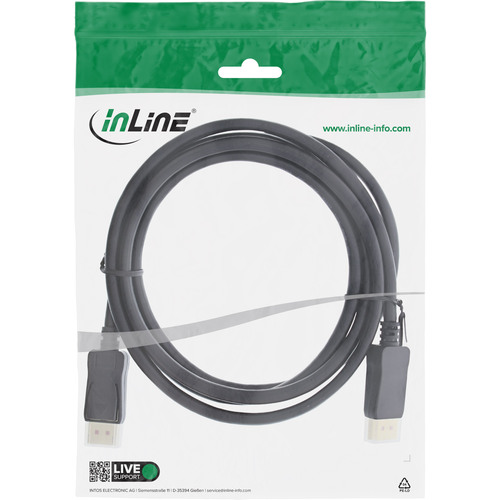 InLine® DisplayPort 1.4 Kabel, schwarz, vergoldete Kontakte, 0,5m