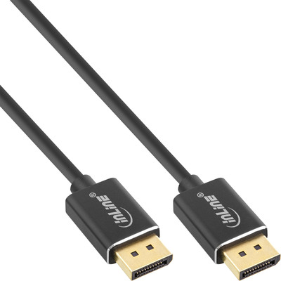 InLine® DisplayPort 1.4 Kabel Slim, 8K4K, schwarz, vergoldete Kontakte, 3m (Produktbild 1)