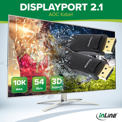 InLine® DisplayPort 2.1 AOC Kabel, UHBR 13.5, optisch, aktiv, schwarz, 10m