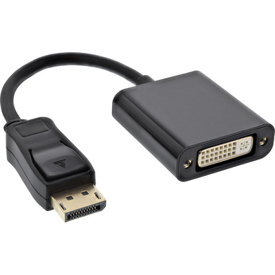 InLine DisplayPort Adapterkabel, DisplayPort Stecker auf DVI-D 24+5 Buchse schwarz, 0,15m
